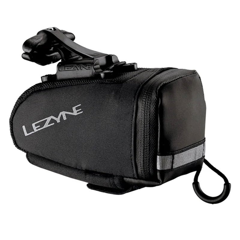 LEZYNE Caddy Bike Saddle Bag - Durable Nylon Cycling Storage Bag with Velcro/Quick Release Mount, Reflective Accents, Water-Resistant Zipper for Road Bikes & Commuters, Medium - Quick Release